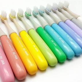 img 1 attached to 🌈 The 12-Pack of Pastel Rainbow Colored Toddler Toothbrushes for Ages 1-3
