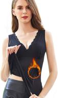 👚 womens v-neck fleece lined tank top thermal underwear camisole: essential basic for winter логотип