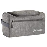 procase travel toiletry bag with hanging hook - gray dopp kit organizer for accessories, shampoo, cosmetics & more logo