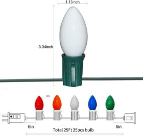 img 2 attached to 🎄 Romasaty C9 Christmas Lights(25FT) 5 Multi-Color Outdoor & Indoor Light - Holiday Party Wedding Decor, 25 Ceramic Bulb C9 Light(Plus 1 Extra Bulbs) - Green Wire