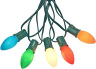 🎄 romasaty c9 christmas lights(25ft) 5 multi-color outdoor & indoor light - holiday party wedding decor, 25 ceramic bulb c9 light(plus 1 extra bulbs) - green wire logo