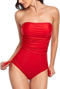 img 4 attached to 👙 Smismivo Strapless Swimsuits: Sleek Slimming Swimwear for Women in Swimsuits & Cover Ups