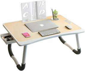 img 4 attached to 🛏️ Ноутбук-письменный стол ASITYN - складной столик для колен с подставкой для книг, отсеком для кружек и выдвижным ящиком для завтрака, работы, чтения и просмотра фильмов в кровати, на диване или софе.