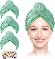 💦 ultra absorbent microfiber hair towel turbans for curly hair women - 3+1 pack by h.veronnex (turquoise) - quick dry & anti frizz solution logo