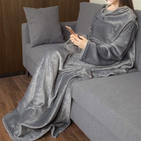 img 3 attached to Catalonia Wearable Blanket with Sleeves and Pocket: Cozy Fleece Wrap for Women and Men