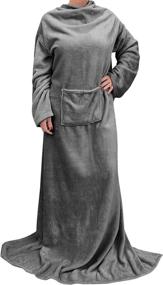 img 2 attached to Catalonia Wearable Blanket with Sleeves and Pocket: Cozy Fleece Wrap for Women and Men