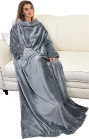 img 4 attached to Catalonia Wearable Blanket with Sleeves and Pocket: Cozy Fleece Wrap for Women and Men