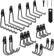 aoben garage hooks 18 pack - heavy duty wall mount steel hooks for effective power tool, garden, bicycle, and ladder organization - gray logo