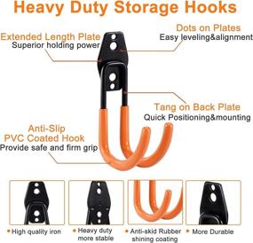 img 2 attached to AOBEN Garage Hooks 18 Pack - Heavy Duty Wall Mount Steel Hooks for Effective Power Tool, Garden, Bicycle, and Ladder Organization - Gray