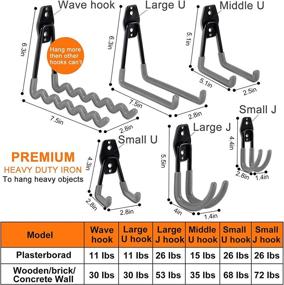 img 3 attached to AOBEN Garage Hooks 18 Pack - Heavy Duty Wall Mount Steel Hooks for Effective Power Tool, Garden, Bicycle, and Ladder Organization - Gray