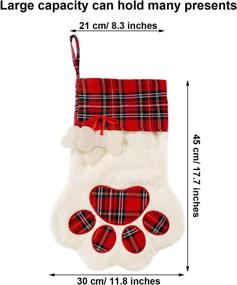img 3 attached to 🐾 Christmas Pet Paw Stockings - Adorable Fireplace Hanging Decorations (Red and Green)