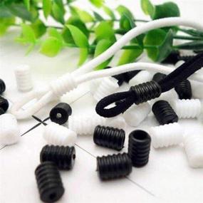 img 3 attached to 100 Pcs Silicone Cord Locks Toggles: Adjustable Lanyard Buckle for Drawstrings, Elastic & Plastic Ropes – Black/White, Non-slip Stopper