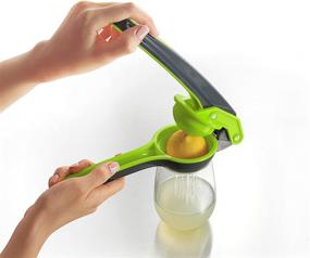 img 2 attached to Simposh Citrus Juicer Squeezer: Effortless Handheld Manual Press for Fresh Citrus Fruits - Seeds and Pulp Strained, Ergonomic Gray/Green Design