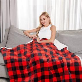 img 3 attached to 🔲 LAGHCAT Buffalo Plaid Sherpa Blanket - Black White Buffalo Plaid Fleece Throw Blanket for Couch Bed - Super Soft Warm Double-Sided Blanket for Family and Friends (60x80 inch)