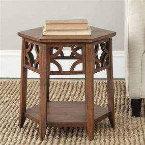 img 4 attached to 🔲 Safavieh American Homes Collection Connor Light Brown Hexagonal End Table with Enhanced SEO