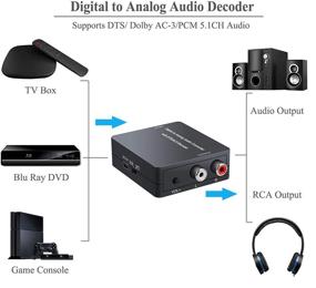 img 2 attached to 🔉 Преобразователь цифрового аудио в аналоговый PROZOR: декодер Dolby / DTS, оптический в аналоговый RCA, адаптер 3,5 мм, поддержка аналогового стереозвука 5.1CH to 2CH