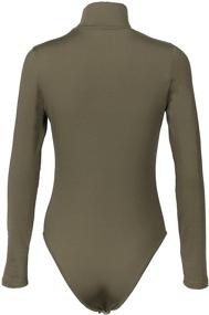 img 2 attached to PALINDA Turtleneck Bodysuit Stretchy Leotards（Black，M Women's Clothing for Lingerie, Sleep & Lounge