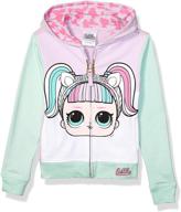 l.o.l. surprise! theater club unicorn big face zip-up hoodie: a magical delight for girls logo