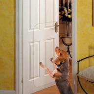 clear door scratch protector for pets - deluxe door scratch shield to safeguard your doors & walls, heavy duty flexible door guard cover logo