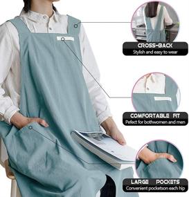 img 2 attached to 🎨 Versatile Cross Back Cotton Apron with Pockets: Perfect for Women and Men, Ideal for Baking, Painting, Gardening, and Cleaning - No Tie Design