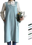 🎨 versatile cross back cotton apron with pockets: perfect for women and men, ideal for baking, painting, gardening, and cleaning - no tie design логотип