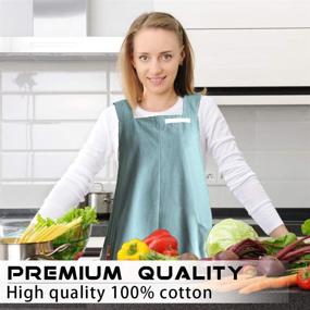 img 3 attached to 🎨 Versatile Cross Back Cotton Apron with Pockets: Perfect for Women and Men, Ideal for Baking, Painting, Gardening, and Cleaning - No Tie Design