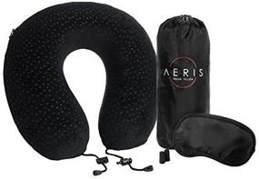 img 2 attached to ✈️ AERIS Memory Foam Travel Pillow for Airplanes - Top Airplane Neck Pillow for Long Flights - Plane Accessories Compact Bag, Ear Plugs, Eye Mask - Ideal Flight Set & Gift
