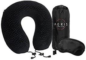 img 4 attached to ✈️ AERIS Memory Foam Travel Pillow for Airplanes - Top Airplane Neck Pillow for Long Flights - Plane Accessories Compact Bag, Ear Plugs, Eye Mask - Ideal Flight Set & Gift