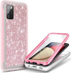 img 4 attached to 🌹 Чехол Glitter Rose Gold NZND с встроенным защитным экраном для Samsung Galaxy A02S - Полноценный ударопрочный защитный чехол с прочным бампером, стойкий к удару и долговечный телефонный чехол