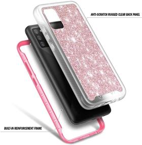 img 2 attached to 🌹 Glitter Rose Gold NZND Case with Built-in Screen Protector for Samsung Galaxy A02S - Full-Body Shockproof Protective Rugged Bumper Cover, Impact Resistant and Durable Phone Case