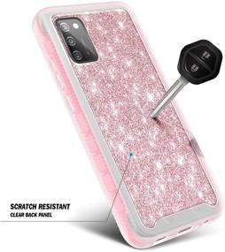 img 1 attached to 🌹 Чехол Glitter Rose Gold NZND с встроенным защитным экраном для Samsung Galaxy A02S - Полноценный ударопрочный защитный чехол с прочным бампером, стойкий к удару и долговечный телефонный чехол