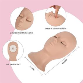 img 3 attached to 💆 Lash Mannequin Head, CALAILIS Skin-Colored Practice Head for Eyelash Extensions and Makeup, Featuring Soft Rubber Head with Training Eyelashes, Ideal for Beginners