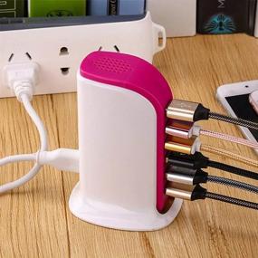 img 1 attached to 🔌 USB Charging Station, 6-Port Tower Portable Travel/Home Charger with Smart Flow - Suitable for Mobile Phones, Tablets - Multi-Port USB Wall Socket Charger (Rose Red)