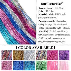 img 1 attached to 🌈 BHF Fairy Hair Tinsel Kit: Glitter Strands for Colorful, Heat-Resistant Rainbow Hair Extensions - 48 inch Length, Perfect for Kids, Girls, Halloween, Braiding & Microlinks - Includes Hair Glitter Spray & 12 Vibrant Shades