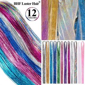 img 2 attached to 🌈 BHF Fairy Hair Tinsel Kit: Glitter Strands for Colorful, Heat-Resistant Rainbow Hair Extensions - 48 inch Length, Perfect for Kids, Girls, Halloween, Braiding & Microlinks - Includes Hair Glitter Spray & 12 Vibrant Shades