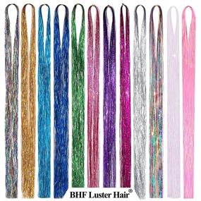 img 3 attached to 🌈 BHF Fairy Hair Tinsel Kit: Glitter Strands for Colorful, Heat-Resistant Rainbow Hair Extensions - 48 inch Length, Perfect for Kids, Girls, Halloween, Braiding & Microlinks - Includes Hair Glitter Spray & 12 Vibrant Shades