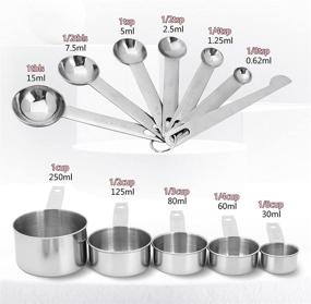 img 3 attached to 🥄 Premium Stainless Steel 13 Piece Measuring Cups and Spoons Set: 5 Cups, 6 Spoons, 1 Coffee Spoon, 1 Leveler for Dry & Liquid Ingredients