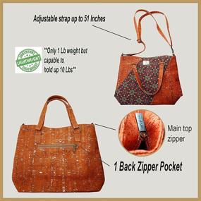 img 2 attached to 🌸 Mistera Cork Women Tote Handbag: Flower Pattern Vegan, Adjustable Shoulder - Lightweight, Durable, and Natural Cork Material