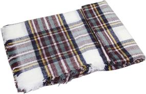 img 1 attached to 🧣 Stylish and Cozy: Achillea Women's Oversized Tartan Plaid Check Blanket Scarf for Winter