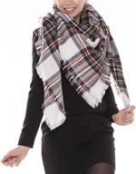 🧣 stylish and cozy: achillea women's oversized tartan plaid check blanket scarf for winter logo