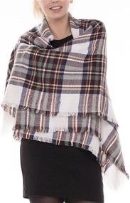 img 3 attached to 🧣 Stylish and Cozy: Achillea Women's Oversized Tartan Plaid Check Blanket Scarf for Winter