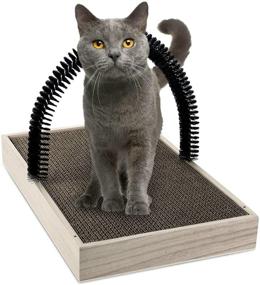 img 4 attached to ale pomos Pet Fur Grooming Cat Scratching Pads: Self-Groomer, Massager & Scratcher Toy for Cats - Wooden Tray Included