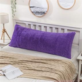 img 4 attached to 🛋️ MIULEE Luxury Faux Fur Body Pillow Cover - Plush Throw Pillowcase with Hidden Zipper Closure for Sofa, Bedroom, Pregnancy - King Size 20 x 40 Inches, Purple