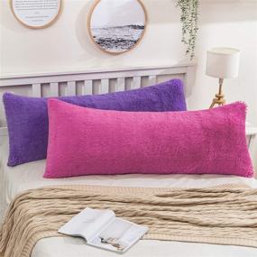 img 1 attached to 🛋️ MIULEE Luxury Faux Fur Body Pillow Cover - Plush Throw Pillowcase with Hidden Zipper Closure for Sofa, Bedroom, Pregnancy - King Size 20 x 40 Inches, Purple