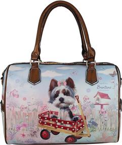 img 4 attached to 👜 B BRENTANO Vegan Cute Animal Graphic Boston Top Handle Shoulder Bag with Rhinestones