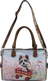 img 3 attached to 👜 B BRENTANO Vegan Cute Animal Graphic Boston Top Handle Shoulder Bag with Rhinestones