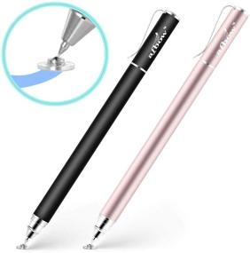 img 4 attached to 🖊 Aibow Capacitive Stylus Pens - Fine Point & High Sensitivity Disc Tip Series | Compatible with iPad, iPhone, Tablets, Cell Phones, & All Touch Screens | 2 Replaceable Disc Tips | Slide Cap Type1 in Black/Rose Gold