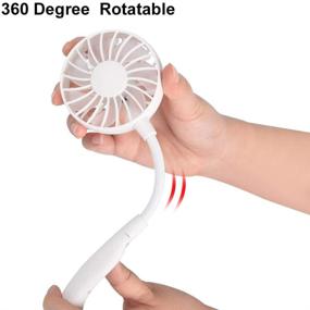 img 2 attached to 🌬️ OKA Portable Fan: USB Rechargeable Neckband Mini Fan - Hands-Free, Personal, and Wearable Design for Summer - 360 Degree Rotation, 3 Speeds, 4-12 Working Hours - Ideal Gift (White)
