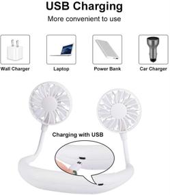img 1 attached to 🌬️ OKA Portable Fan: USB Rechargeable Neckband Mini Fan - Hands-Free, Personal, and Wearable Design for Summer - 360 Degree Rotation, 3 Speeds, 4-12 Working Hours - Ideal Gift (White)