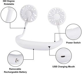 img 3 attached to 🌬️ OKA Portable Fan: USB Rechargeable Neckband Mini Fan - Hands-Free, Personal, and Wearable Design for Summer - 360 Degree Rotation, 3 Speeds, 4-12 Working Hours - Ideal Gift (White)
